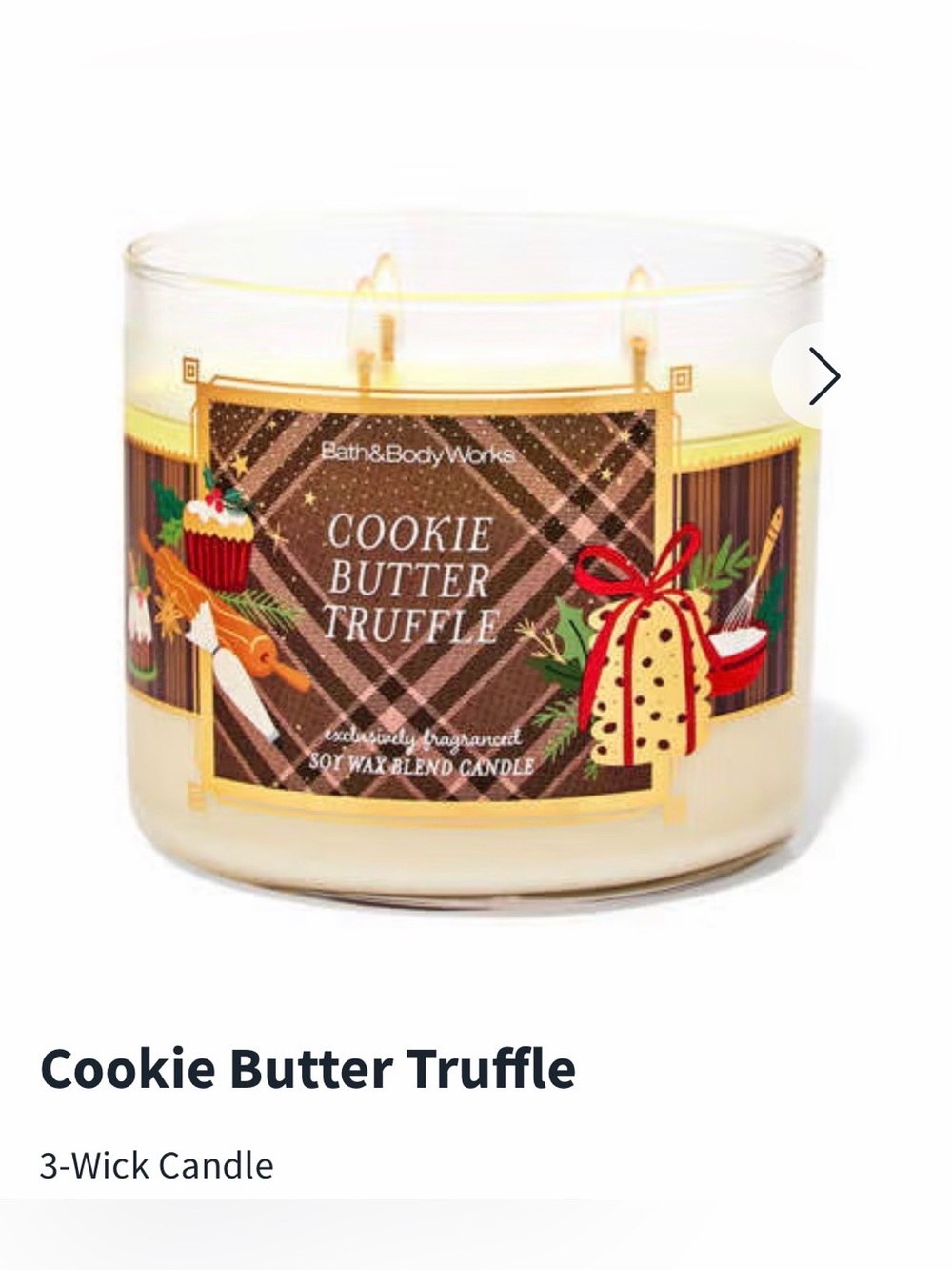 Bath & Body Works Cookie Butter Truffle 3-Wick Candle - limited edition